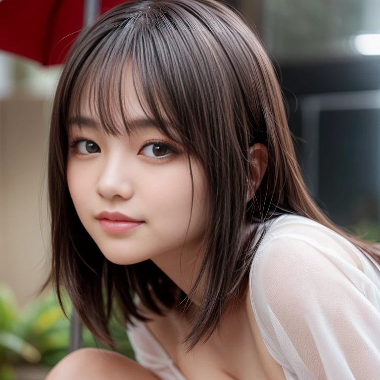 masterpiece、highest quality、8k、(Upper Body:1.4)、beautiful girl、Small breasts、Pretty face、View your viewers、Cute Smile、Ultra-realistic、photograph、Film Grain、chromatic aberration、Sharp focus、High resolution、Face Light、Dynamic Lighting、Cinema Lighting、Professional Shadow、Real Skin、Delicate facial features、Detailed face and eyes、Sharp pupils、Big eyes、Brunette's eyes、double eyelid、Natural Bangs、Beautiful and thin nose、Beautiful Skin、Chestnut Hair、Medium Bob Hair、Shortcuts、Natural Bangs、Perfect and beautiful face、Slim face and figure、Natural color lips、Short tank top、Shorts、Open the navel、Seaside、Underbust、