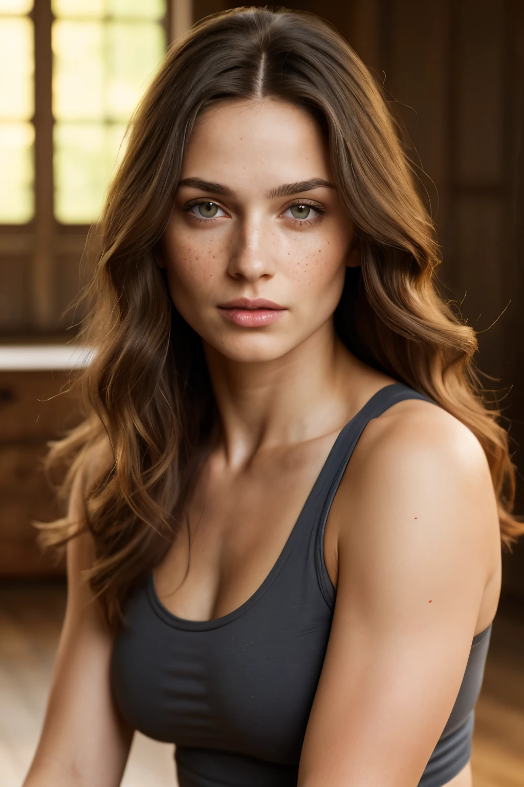 <lora:Yuzu:.7>, simple background, dark background, upper body, at front, portrait, <lora:GoodHands-vanilla:0.8> better_oppai, Rosy Brown blouse, long hair
Closed eyes and a gentle furrow of the brows, the faint lines on the forehead suggesting a hint of perplexity.