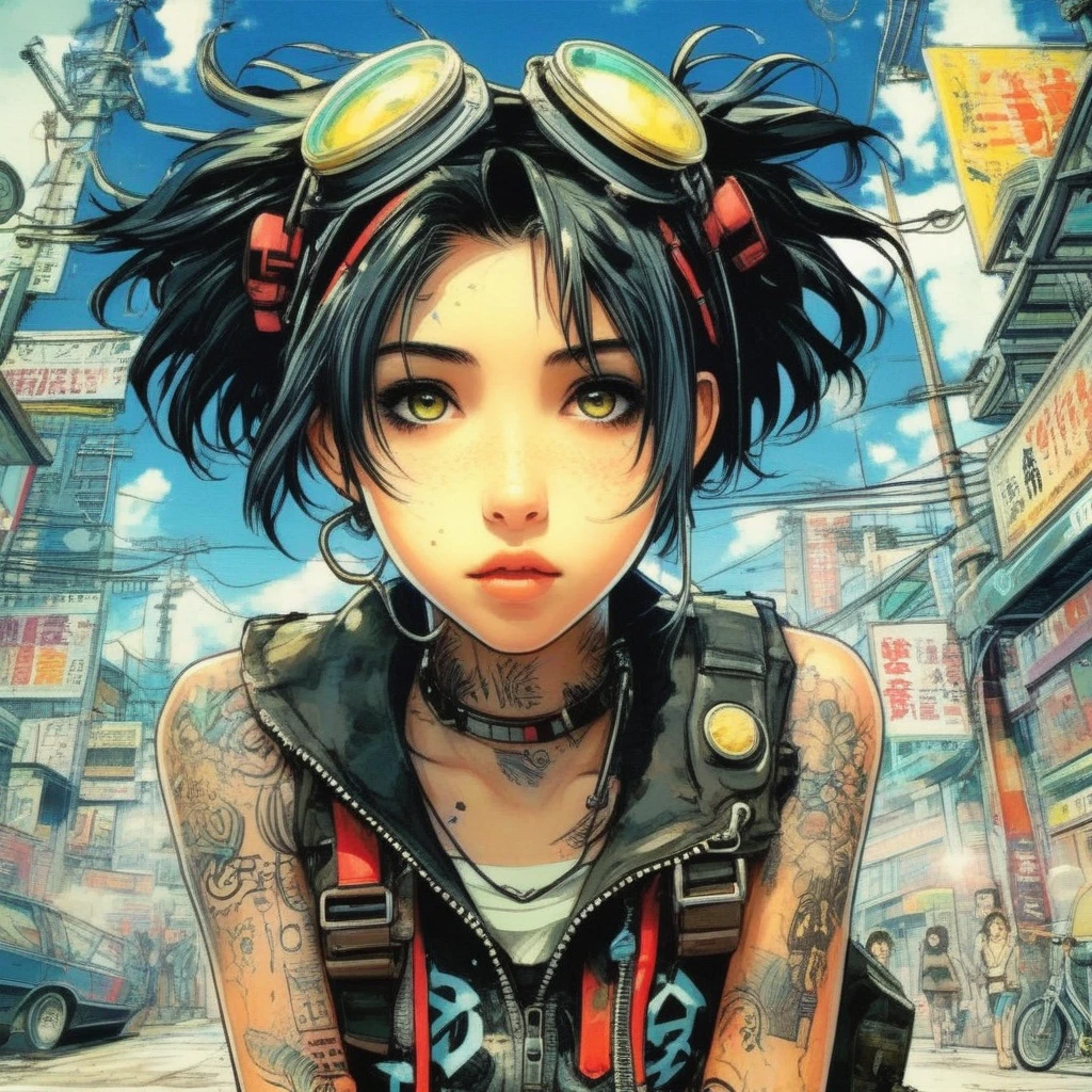 Droix 9: Punk Girl, ink, movie, expressive,  very detailed　Makoto Shinkai　anime