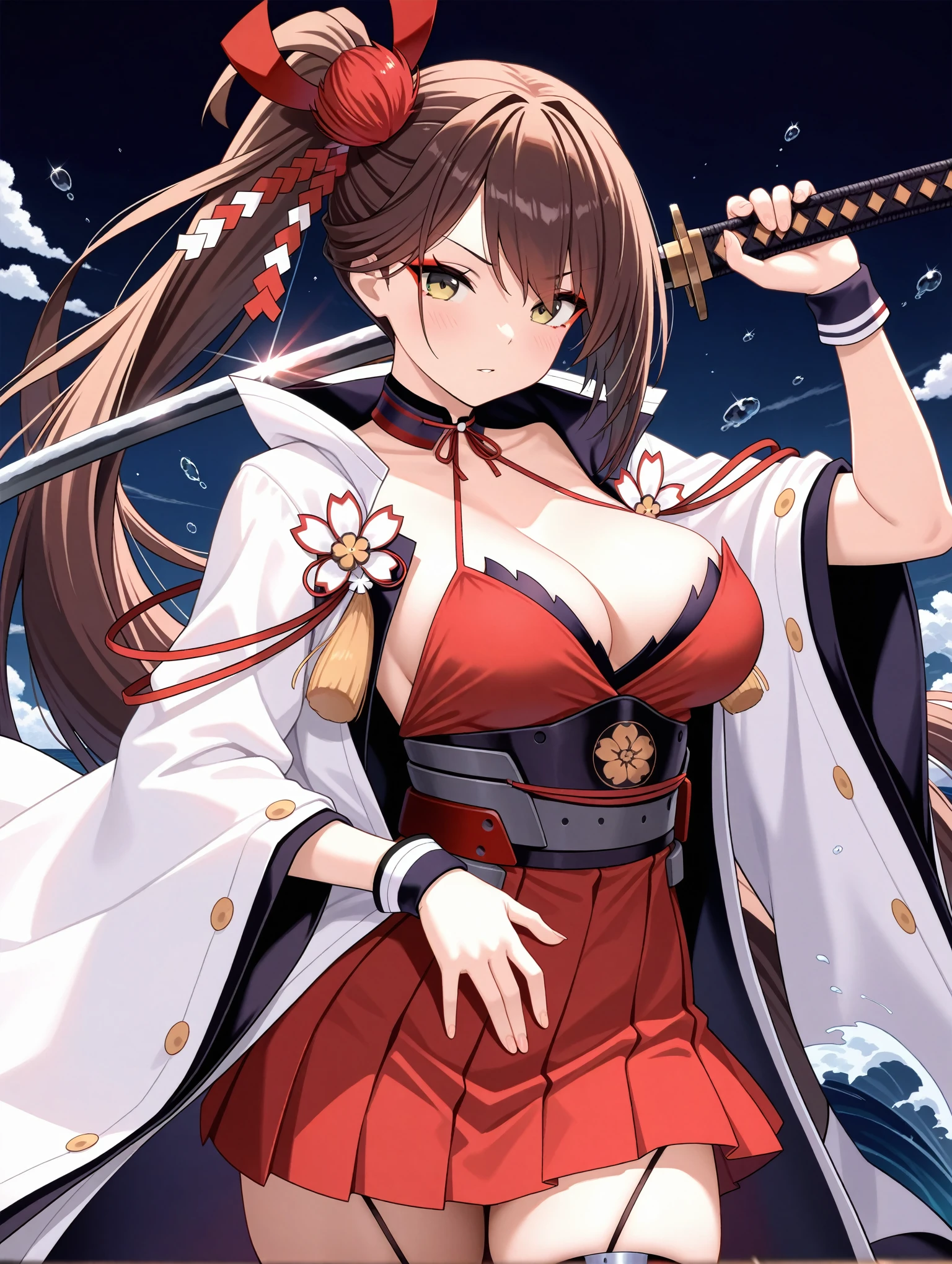 1girl, solo,zuikaku \(azur lane\),holding sword, katana, pose, sea
masterpiece,best quality,amazing quality,very aesthetic,absurdres,newest,