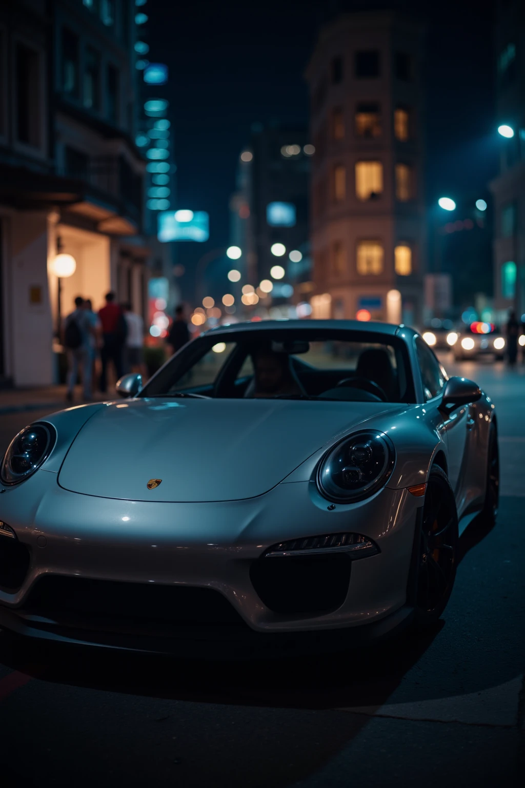 (Cinematic Aesthetic:1.4) A Porsche 911 in a bokeh city night shot