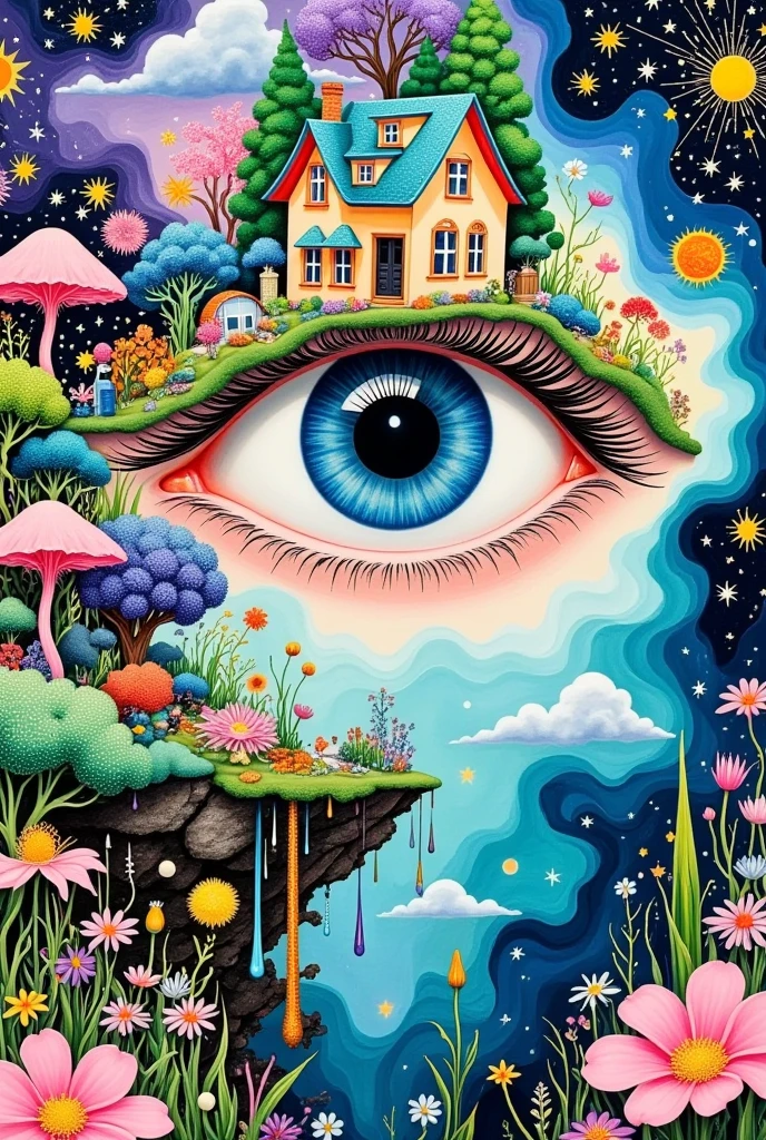 A painting， A Dream Home in One Eye，Exquisite Paintings ， Creative Paintings 