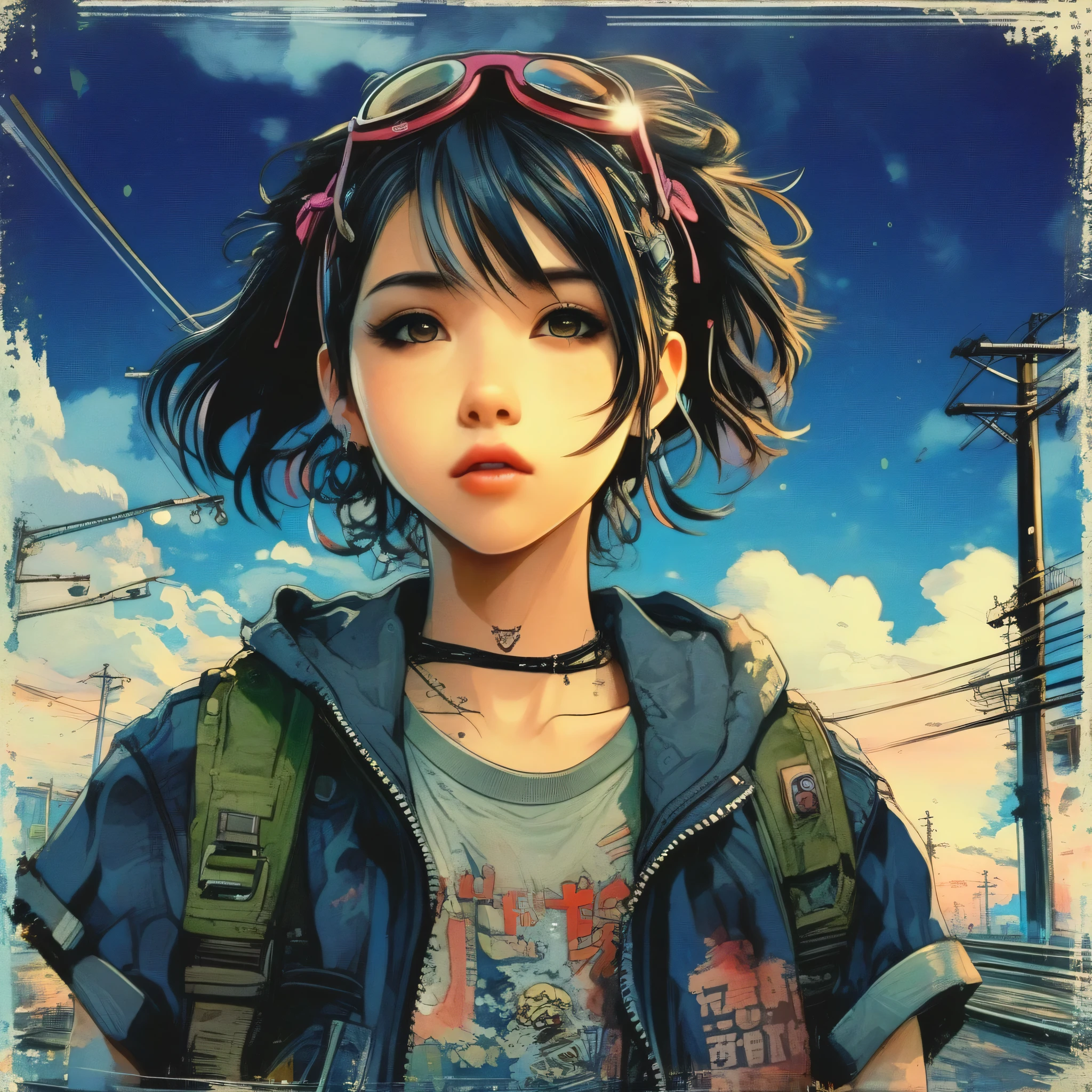 Droix 9: Punk Girl, ink, movie, expressive,  very detailed　Makoto Shinkai　anime