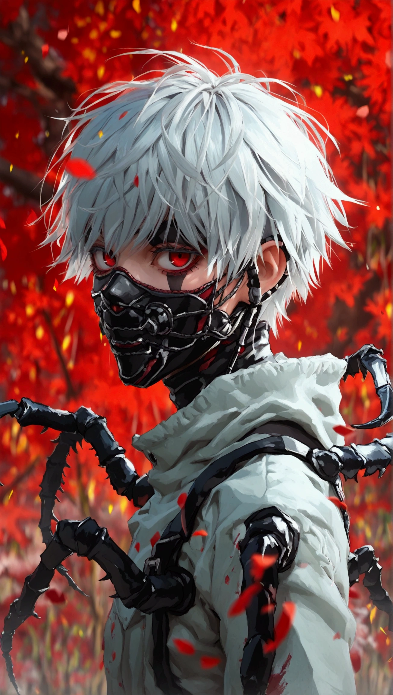 (( best quality )), (( masterpiece )), ( high detail: 1.3), 3d,Tokyo Ghoul，Kaneki Ken，Centipede morphology