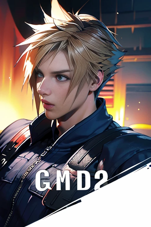 (High-definition CG), ( Best Quality ), (High-definition CG), ( Best Quality ), (Cloud Strife), (Overall view)  Huagai with a cool and handsome face   ,SWAT Clothing,  Beauty, 18 years old,  Toned and muscular,  With a cool and handsome face , Sharp Eye