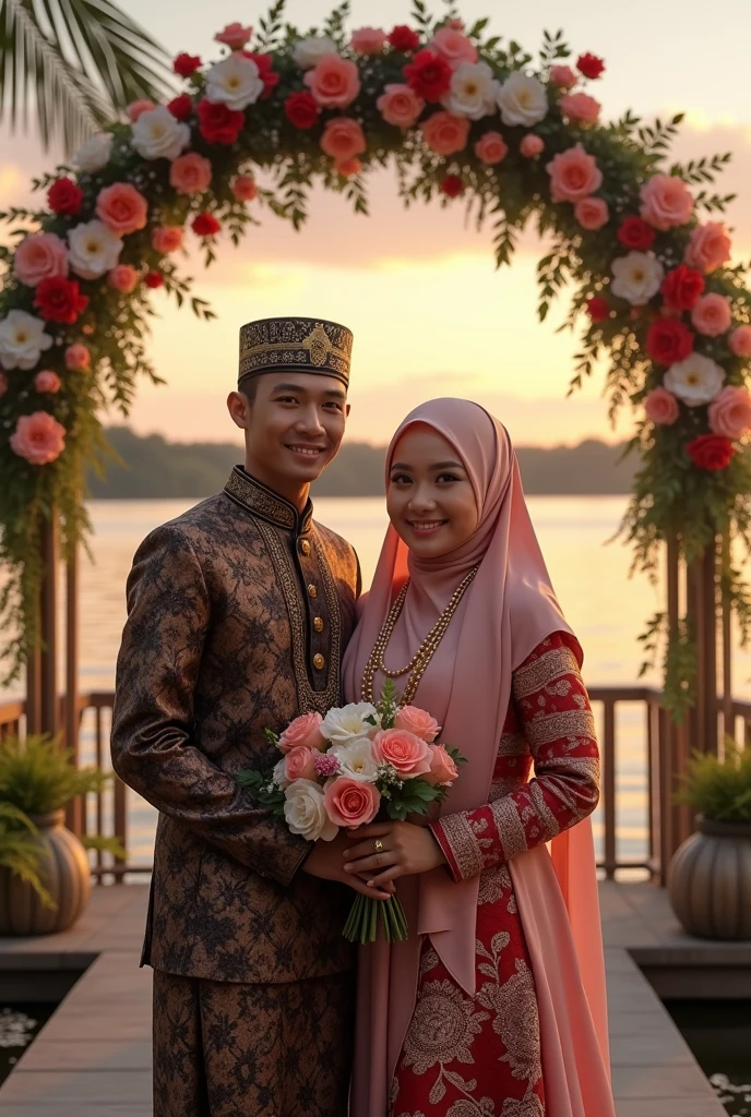 there is a man and woman standing next to each other, happy couple, lovely couple, couple portrait, color portrait, couple, couples portrait, paining, potrait, digital panting, traditional art, wedding, photoshoped, colored photo, by Abidin Dino, full protrait, photoshopped, hdr photo, protrait, detailed portrait