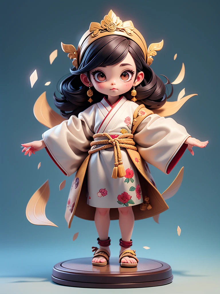  Create a chibi onmyoji image , Alone， simple background ，a small, Simple hair , Big head, Japanese Onmyoji.  The transparent body can be seen through . The image is clear and detailed ., beautiful colors and..  raise your arms , foot, eye,nose, mouth, ((Five fingers on a hand))， ((Five toes)), colorful background for working,  anatomically correct,  simple background ,  shortcuts, bangs, Symmetrical, 