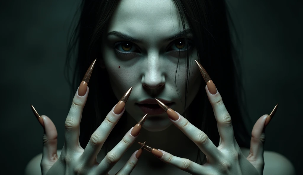 long and razor sharp nails attached onto woman nails