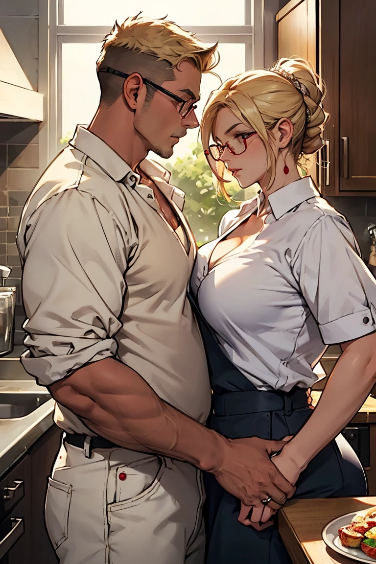 (One  girl, A fat middle-aged man:1.2), pantyhose, White shirt, Pencil Skirt, blush, French kiss, hug, (Big Breasts), office, Very detailed, High resolution, 4K, masterpiece, High resolution、(tears:1.5)、(sit)