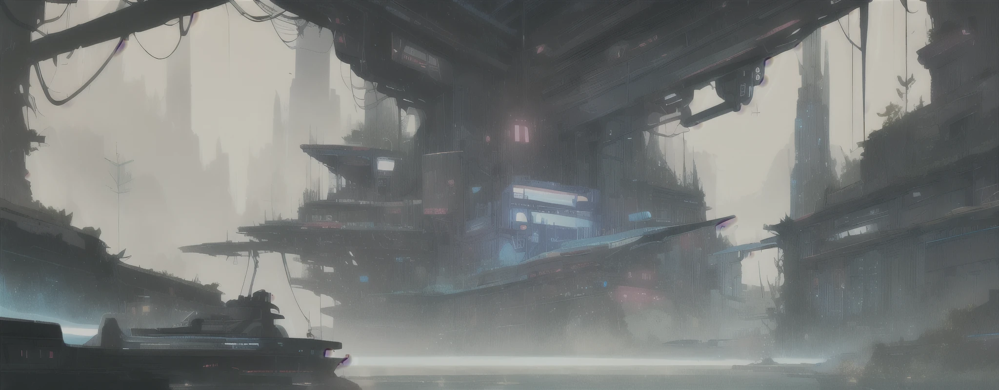 horizontal game scene, futuristic