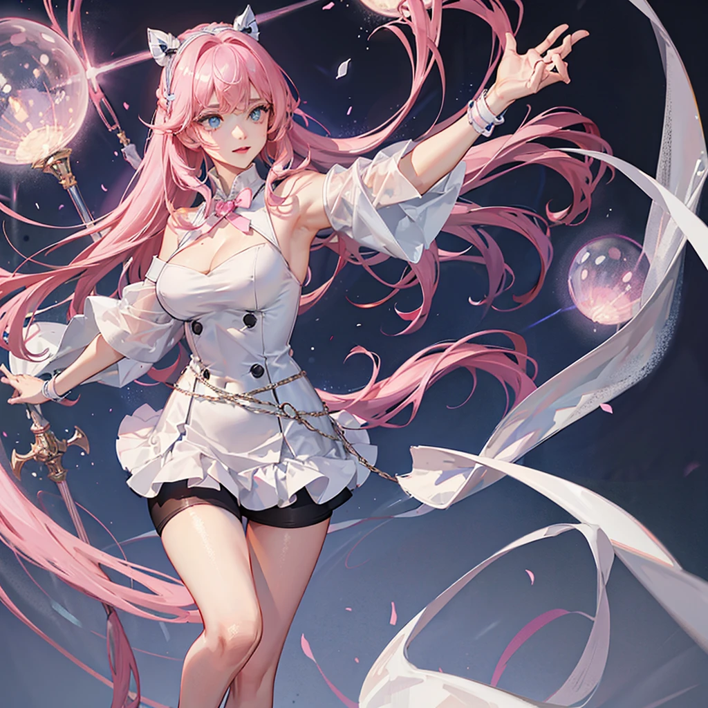 Anime with pink hair and rabbit ears posing 、full nude, full body pose, tanned skin, black skin, 魅惑的なAnime, Highest rated on Pisif, Anime, (Anime), pink twintail hair and cyan eyes, Pisif, at pixiv, Anime, ホットAnime かわいいAnime, popular on pixiv, Digital art on Pisif , 魅力的なAnime