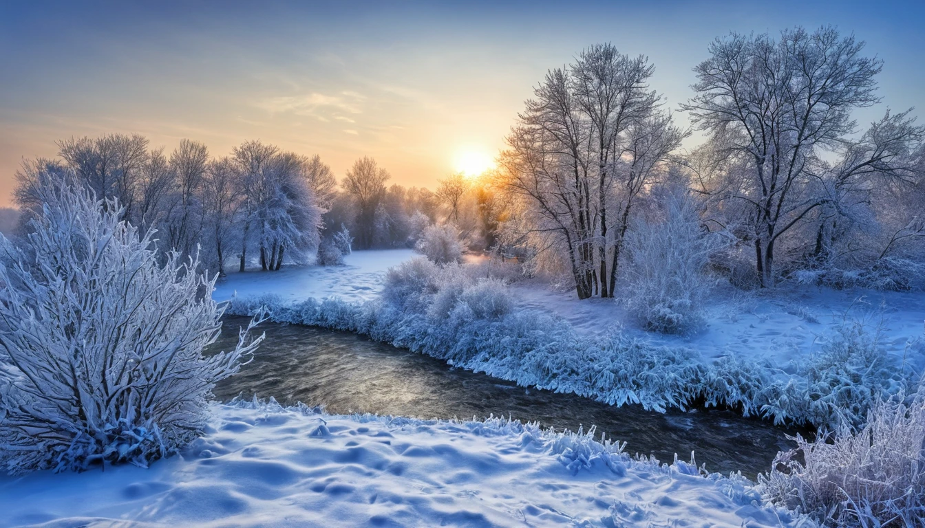 Professional photo. Winter. HDR. Nature. Morning. Beautiful.