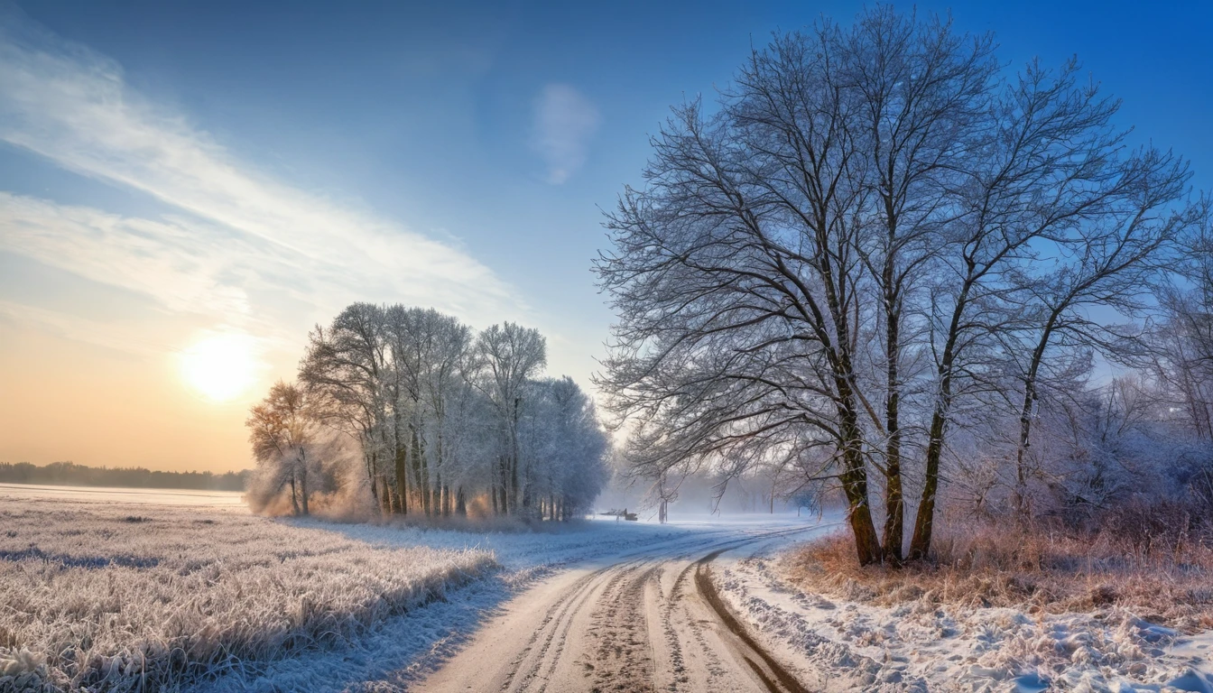 Professional photo. Winter. HDR. Nature. Morning. Beautiful.