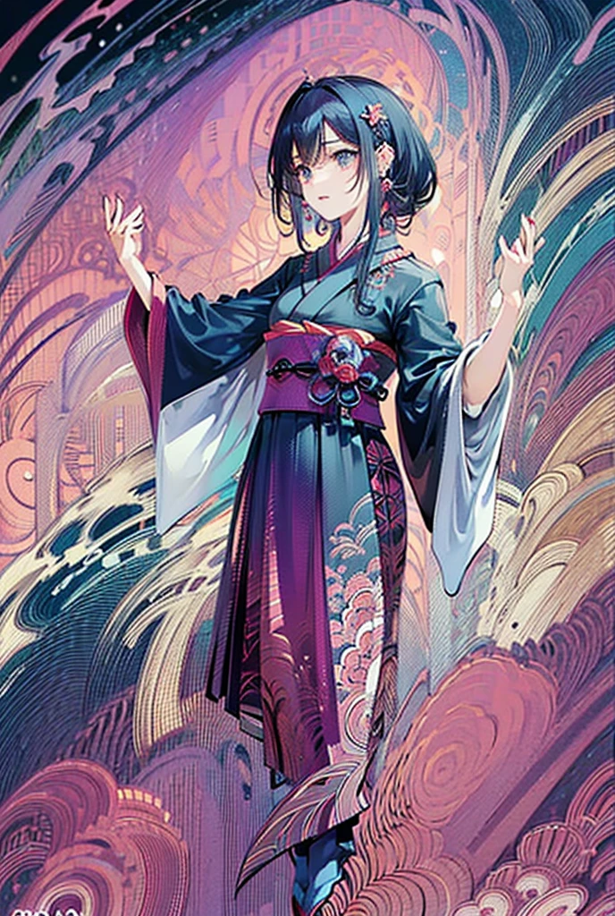 an intricated vista of swirling luminism, ultra highly detailed, detailed acrylic on silk a flamingo peacock by Karol Bak, glittering brooding sky, deep winter, luminous black neon icicles, solstice black moon, blue pine needles, digital enamel painting, exquisitely detailed, filigree, dynamic lively pose, exceptional quality --auto --s2