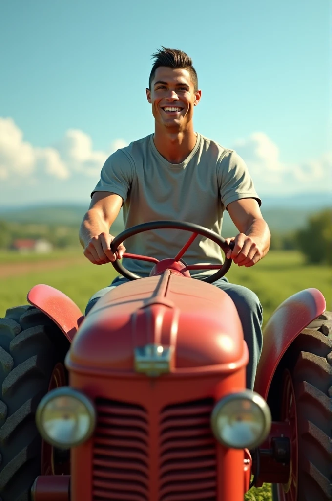 Real photo style、Realistic、Cute handsome man、Idol face、、Japanese、Slim body、Mash Hair、Completely naked、Full nudity、Riding a lawnmower in a rice field、Naked