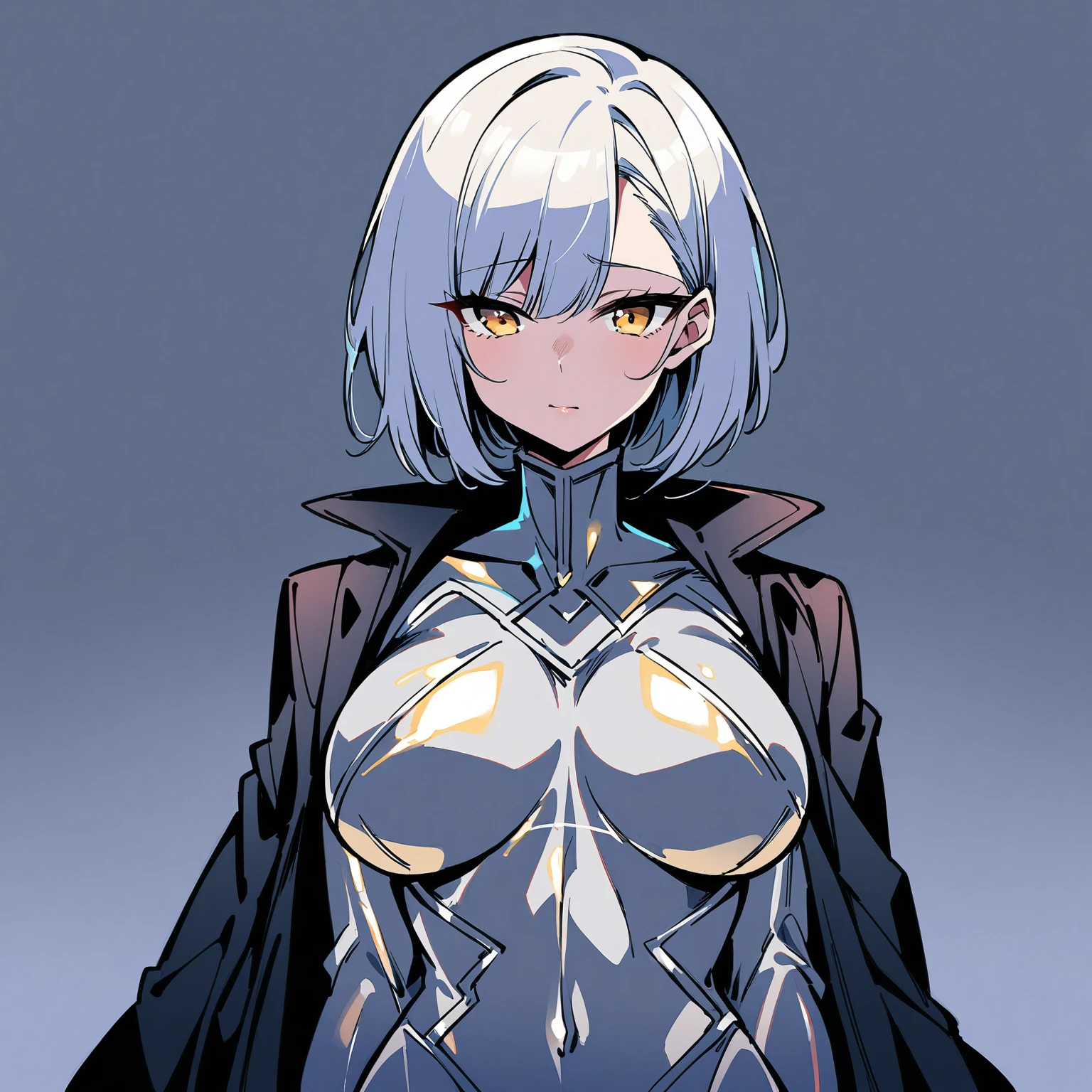 Masterpiece, best quality, best work, beautiful face, white background, 1990's rpg portrait, thigh gap, (hip focus), bodysuit, detailed eyes, sharp hair, violet eyes, white hair, capelet, armored, knight, calm, castle walls, stone walls, over looking ancient city
