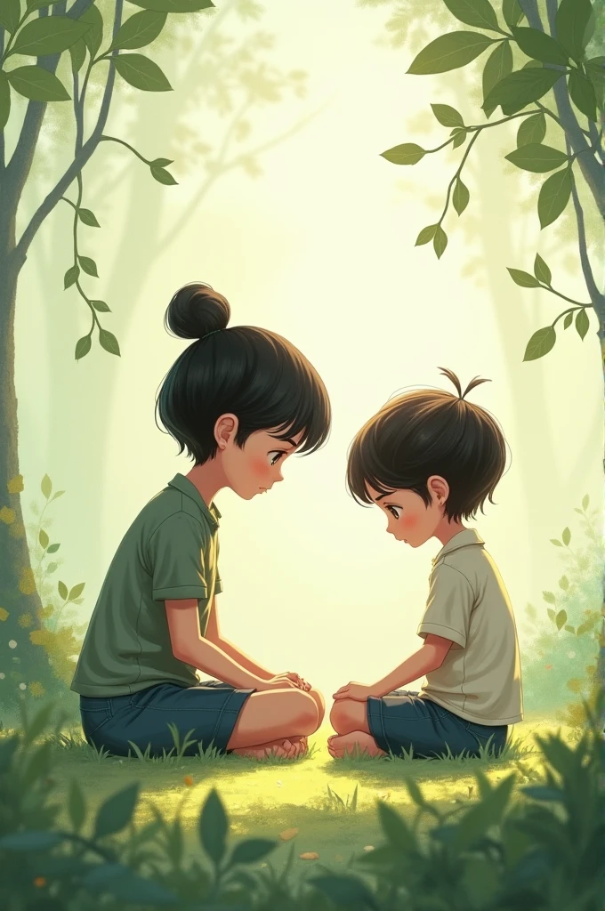 A boy siting on the groung and girl standing near this boy
