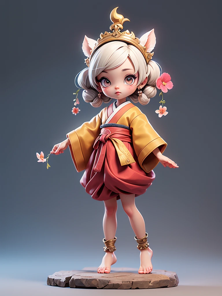  Create a chibi onmyoji image , Alone， simple background ，a small, Simple hair , Big head, Japanese Onmyoji.  The transparent body can be seen through . The image is clear and detailed ., beautiful colors and..  raise your arms , foot, eye,nose, mouth, ((Five fingers on a hand))， ((Five toes)), colorful background for working,  anatomically correct,  simple background ,  shortcuts, bangs, Symmetrical, 