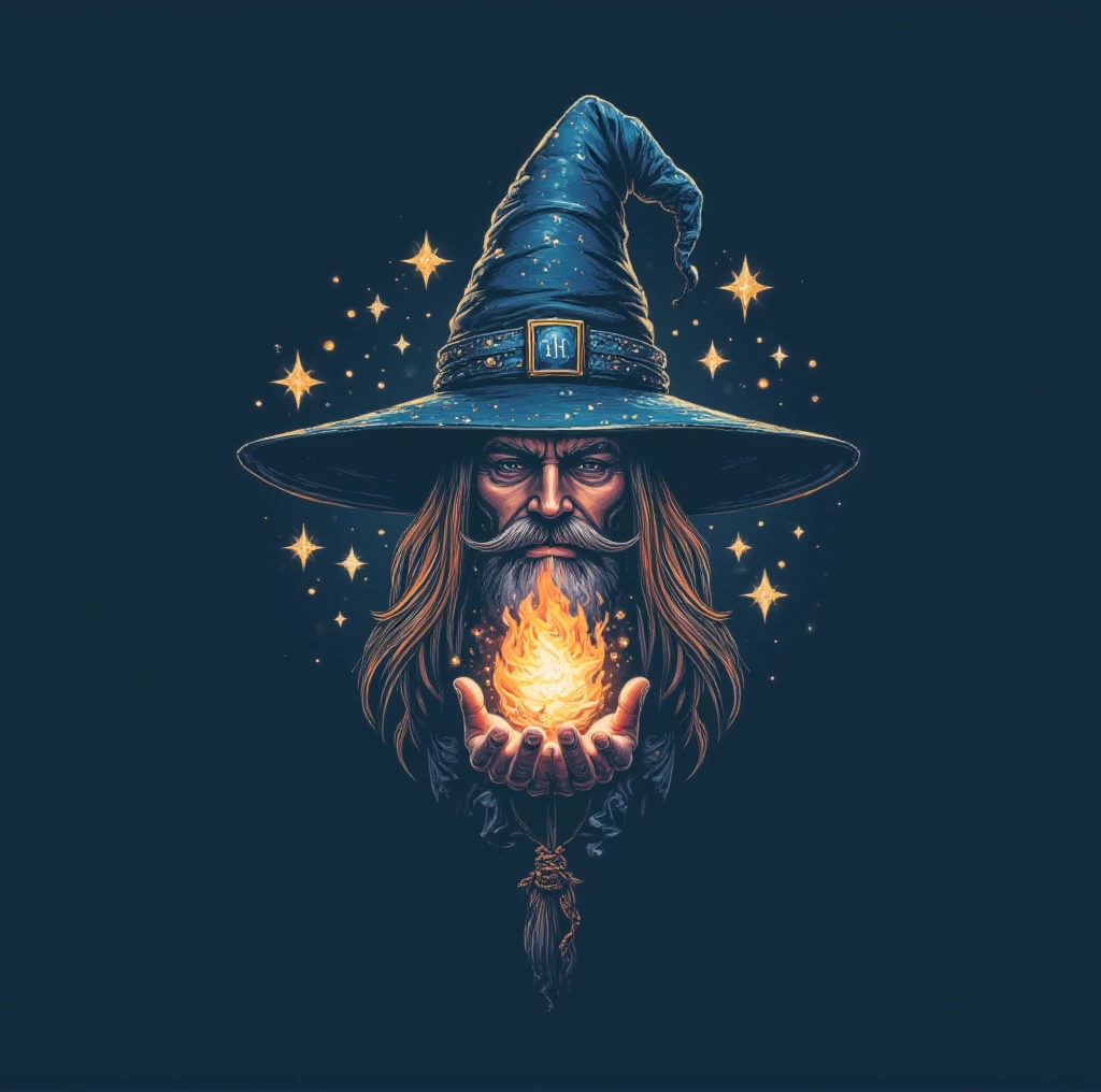  then without defects where on the top is written digital marketing and on the bottom one in the most prominent wizards where a wizard's hat is placed on top of the logo/Witch and on the lower part a hand unleashing a magic or a power  