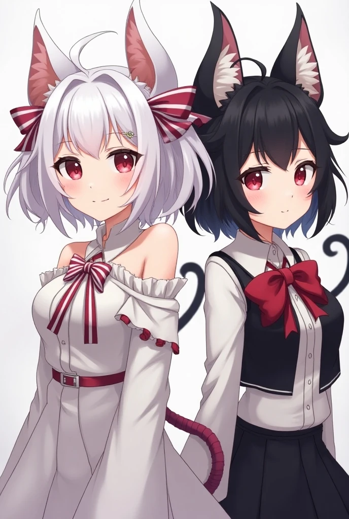 masterpiece,best quality,Cerberus,multiple girls,long hair,Animal ears,3 girls,dog ears,devil girl,triplets,dog girl,Tail,direction,demon Tail,shirt,red shirt,Vest,vest,tie,black Vest,arm garters,Gloves,black Gloves,Smile,open mouth,indoors,