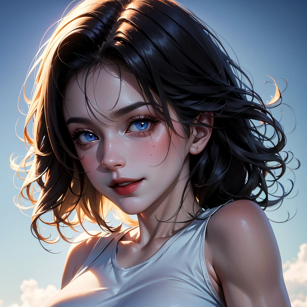 ::1girl, body tall girl,masterpiece, bold eyebrows, high-detailed, 8K, hyperrealistic & girl age , highest detailed, hyperrealistic,
face beautiful teen girl, face cute slim teen girl, ultra high-detailed,realisticed,
white aura complexion body detailed
provocative face and gesture,
Wear Random tank top and pajamas shorts ,
Hair tie blond:: ,
on background(ultra-realistic)(illustration),(high resolution 8K)(extremely detailed)(high best illustration),
eyes bright sky blue detailed,(high quality detailed realistic masterpiece:1.3)
1girl photo top full body::,