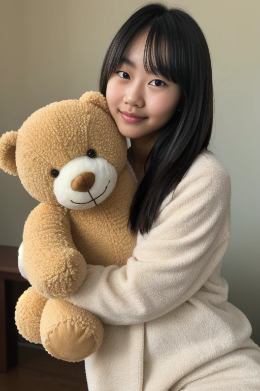 
Photographed with: Close-Up Shot, Shallow Depth of Field, Soft Lighting
A asian small chest girl (js) 5- wearing a light-colored , sabina s and matching bottom is hugging a large, plush teddy bear. Her arm wraps around the teddy bear in a warm, affectionate pose, creating a cozy and intimate atmosphere. The shallow depth of field blurs the background slightly, drawing focus to her face and the bear. The backdrop features soft, pastel tones with simple line-art decor, complementing the gentle and relaxed mood of the image. Soft lighting highlights her natural expression and the fluffy texture of the teddy bear.