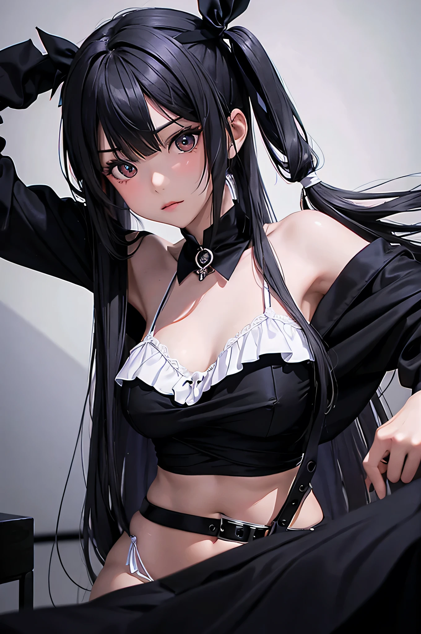 A girl with pigtails suckling dick, emo, goth