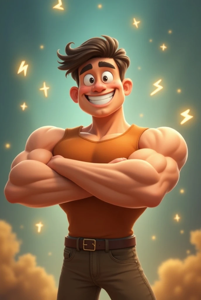 Strength Based Animation Create an animated video where a cheerful, confident shows off his ...