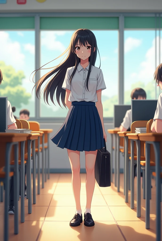 A girl lost the attention of other students because there is a new transferee