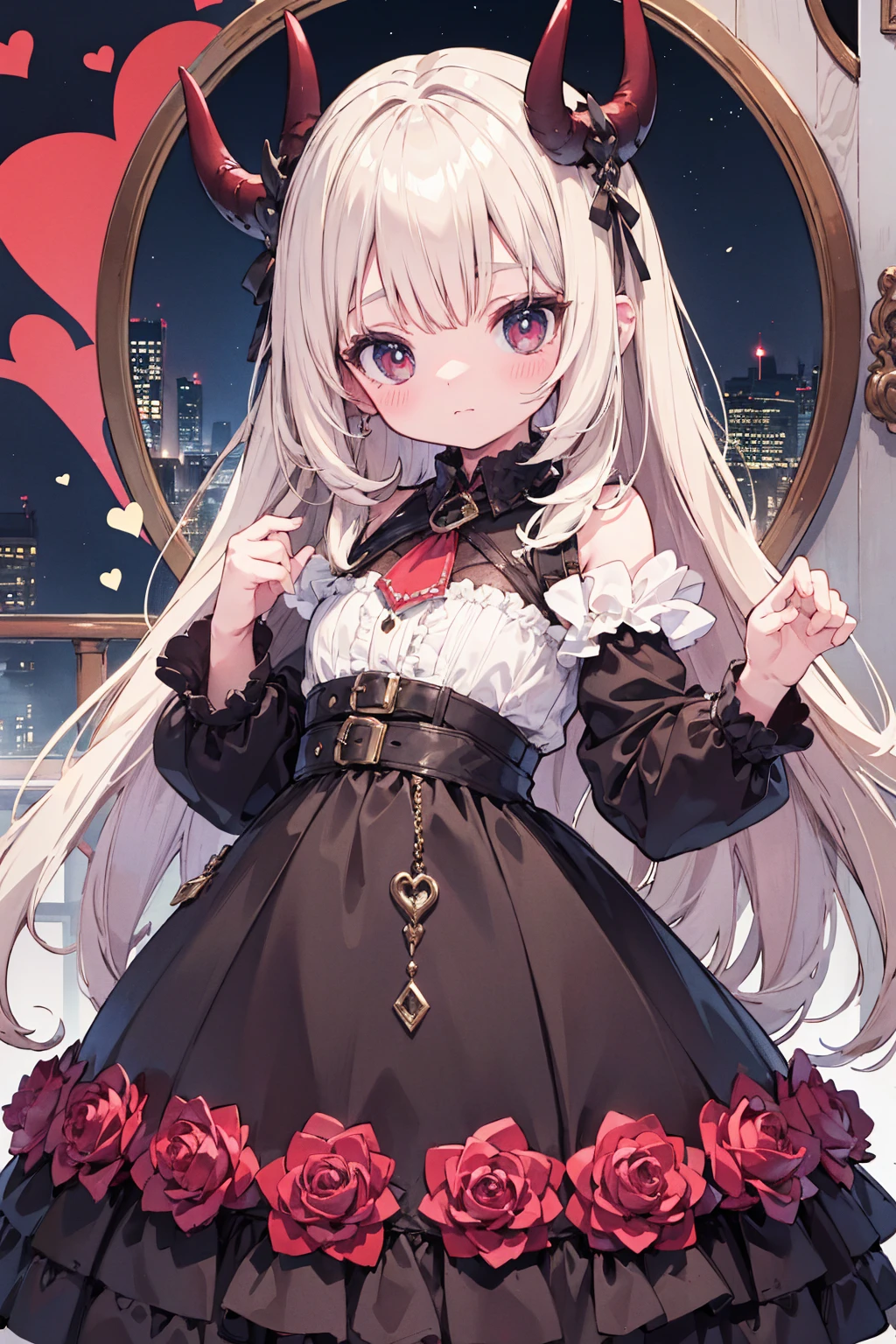 absurd, absolute resolution, incredibly absurd, super high quality, super detailed, official art, unity 8k wall, masterpiece
BREAK
One , innocent, little devil, small and young toddler, blush