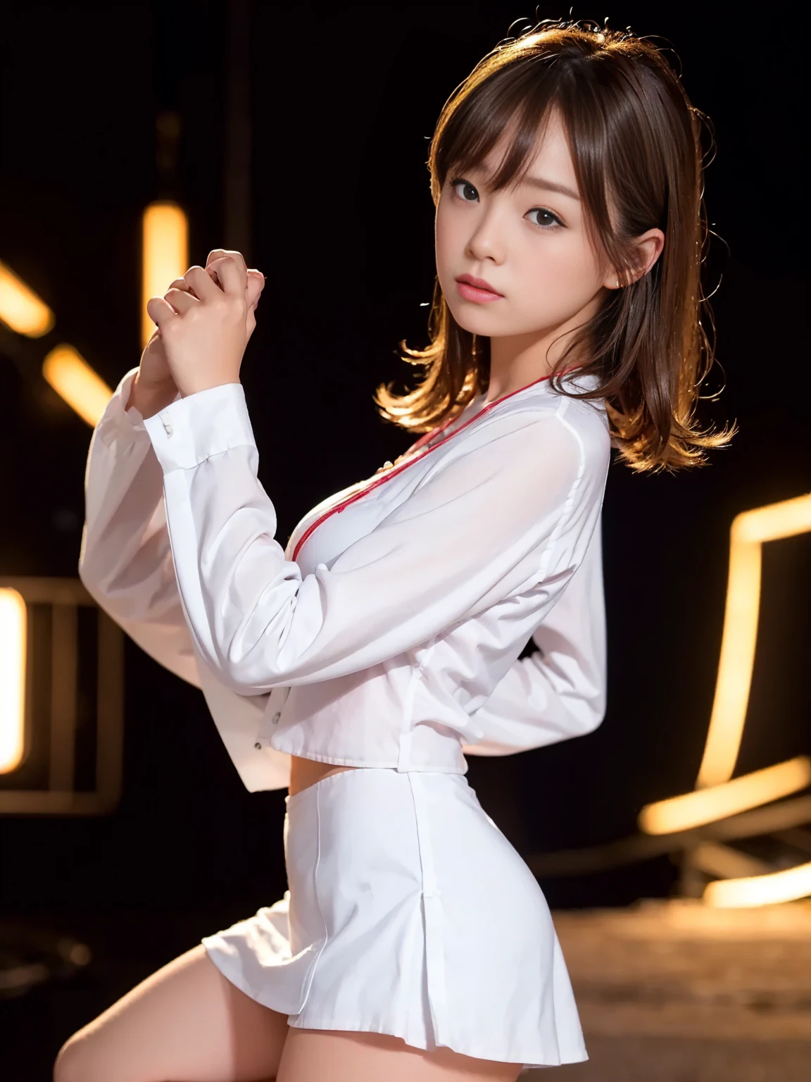 NSFW, materpiece,8K,Best Quality,superfine illustration, Large_filesize, extra detailed face, Perfect Lighting, fulcolor, OL, Wearing a suit, (Inside the office:1.5), Detailed background, Professional Lighting, Dynamic Angle, Perfect hands, Detailed shiny skin, detailed hairs, Detailed eyes),
BREAK
1girl, Cute, 25-years old,
(shot from front:1.5), (Opening legs:1.4), Cute Nails,
(Squatting:1.5), (Suits, O-neck shirt:1.1), (Bottomless:1.3), Shorthair, (Half-taken panties:1.1), Dale in the, high-heels,
(office backdrop:1.5), a desk, personal computers, identification papers
blush, Sweat,