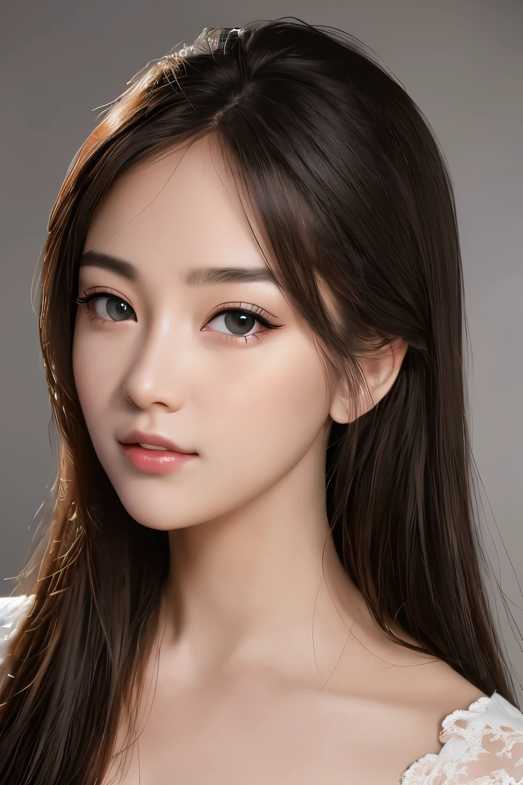 (best quality,4k,8k,highres,masterpiece:1.2), ultra-detailed, (realistic,photorealistic,photo-realistic:1.37), (female portrait), (face close-up), Japanese idol, beautiful detailed eyes, beautiful detailed lips, extremely detailed eyes and face, long eyelashes, brown hair, long hair, brown eyes, naked, nude, detailed lighting, HDR, UHD, studio lighting, ultra-fine painting, sharp focus, physically-based rendering, professional, ((Dark background)), modern, contemporary, color grading, soft lighting, 