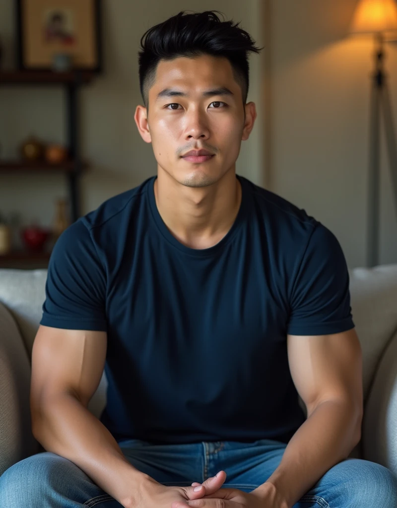 Vietnamese gentleman, 2, stupid face,maestro,tight and shiny clothes, tanned skin,handsome and elegant, Wear a uniform, sexy , masculine and handsome，muscular，The muscles look good,,, Full body photo,(ultra detailed, photorealistic, Best Quality, 4k, 8k, High resolution, masterpiece:1.3), a mature man, charming and distinguished , (cuerpo muscular), He was wearing a shiny, fitted dress shirt.,  sweat, unbutton buttons shirt, Lewd face ,Chest tightness, sex,Transparent shirt, Erotic, horny, , Accessories include a luxury wristwatch., in the classroom,looking at the viewer,muscle veins,without underwear ,Tight T-shirt builds muscle,unbutton,six pack,sitting on the lap of the gym maestro