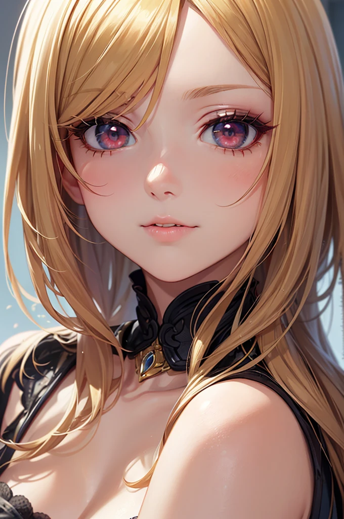 (art: 1.2), (Best Quality: 1.2) 1 female, Mature, Tall (1.85),  alone , Long blonde ,  straight and shiny hair , Blood red eyes,  extremely detailed, Perfect Eyes ,  very realistic eyes , Well-formed eyes, Long eyelashes,  anime style ,  perfect face, Mature woman&#39;s face,  plump lips, smile, Mature, Beautiful Skin, Natural Body, sexy body, Milf Body,  put hands on hips , Perfect hands,  detailed hands, Viewers , Full body photography,Realistic hand,  anatomically superior arms ,  She was wearing glittering, tight dresses ,  even that dress couldn't hide her very big and massive breasts。 they were down for her size ,  THICK THIGS ,  wide hips, Viewersを見る, Background scenery, Coastal lighthouse scenery , In the background、Scenery of the sunset , alone Viewersを見る