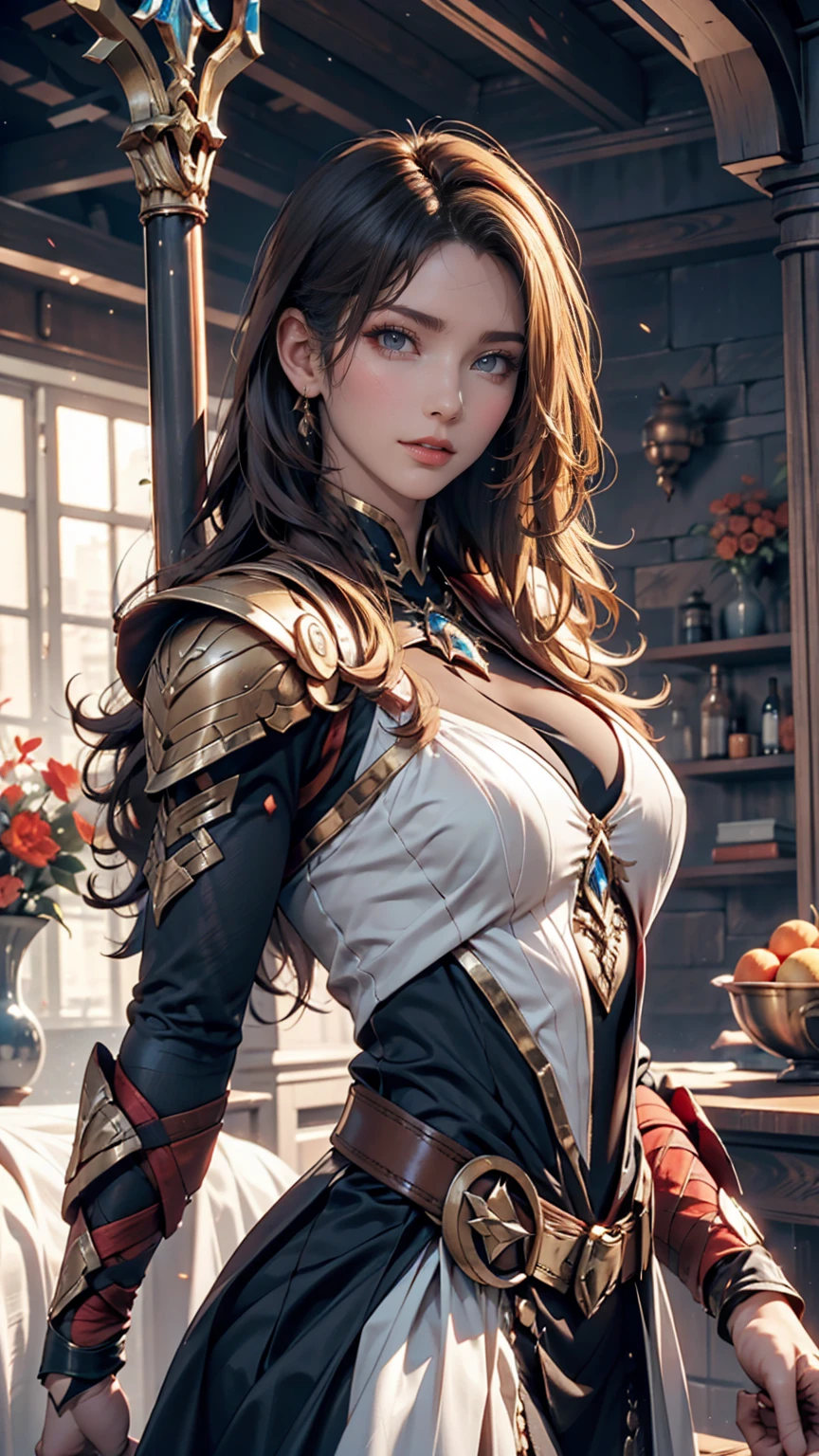 Looking back,Fighting stance,(Cinematic scene,Fantasy Art,Highest image quality,hyperrealistic portrait,(8K),Ultra-realistic,Best Quality,High quality,High Definition,high quality texture,high detailing,Beautiful detailed,fine detailed,extremely details CG,Detailed texture,realistic representation of face,masutepiece,presence,Dynamic,Bold),1gir,Ultra detailed skin,Curve,Petite,Beautiful breasts,Large breasts,pale skin,pointed breast,Erect nipples,(Thin hair),(Soft hair),(ultra straight hair),Swept long bangs,very light coppery amber hair,Hair over one eye,NSFW,Yuri,(Pornographic Images),(Leather boots,(asymmetrical mechanical armor),(long embroidered white lace dress,see through,Lift the hem of the dress))