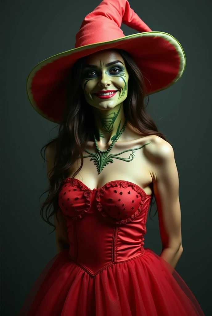 witch wearing watermelon dress