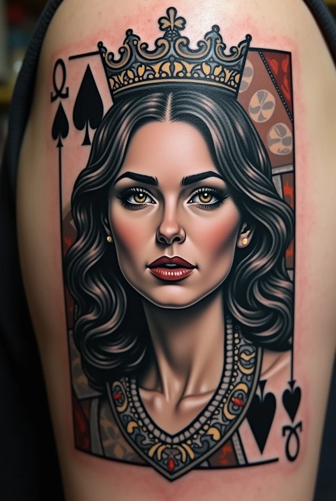 tattoo woman playing card two of spades