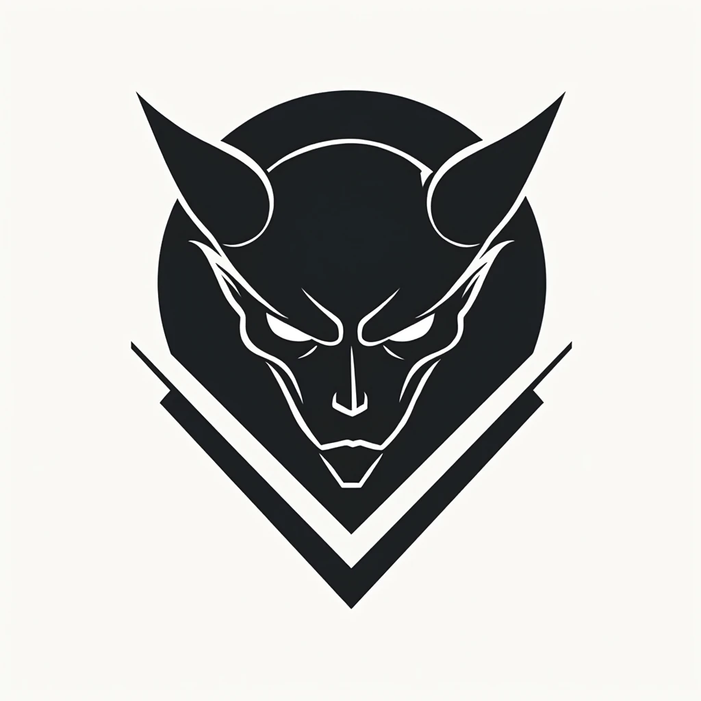 oni symbol in a thin circle with white and black background for oni mask