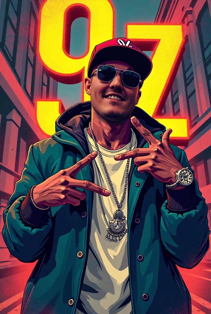 Create a rap album cover entitled 9Z by Didier Kalach the rapper is a ...