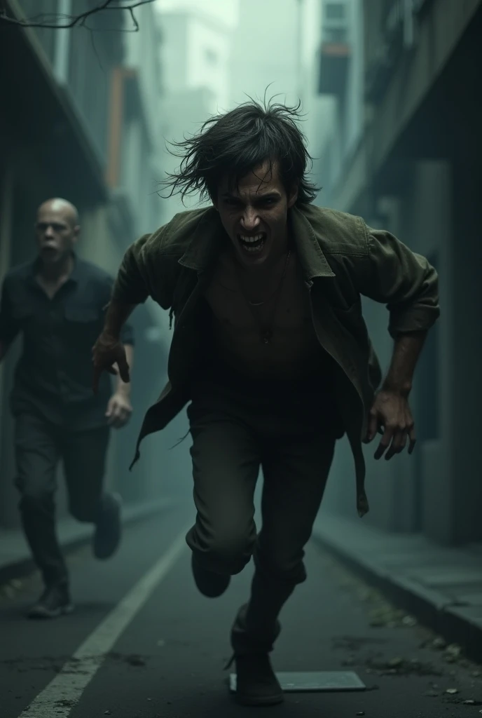 Person running in fear