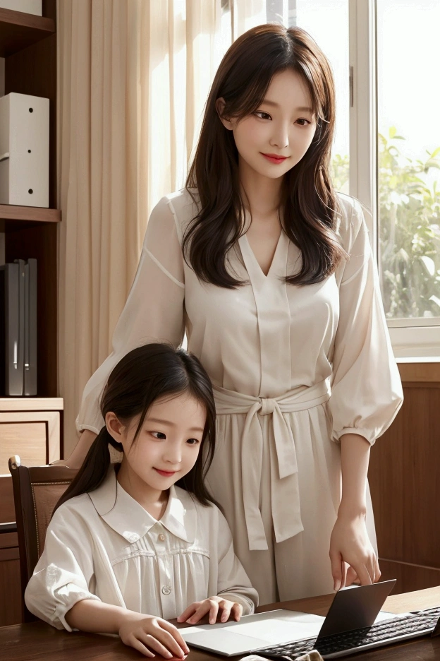Japanese woman with her daughter both wear the same clothes
