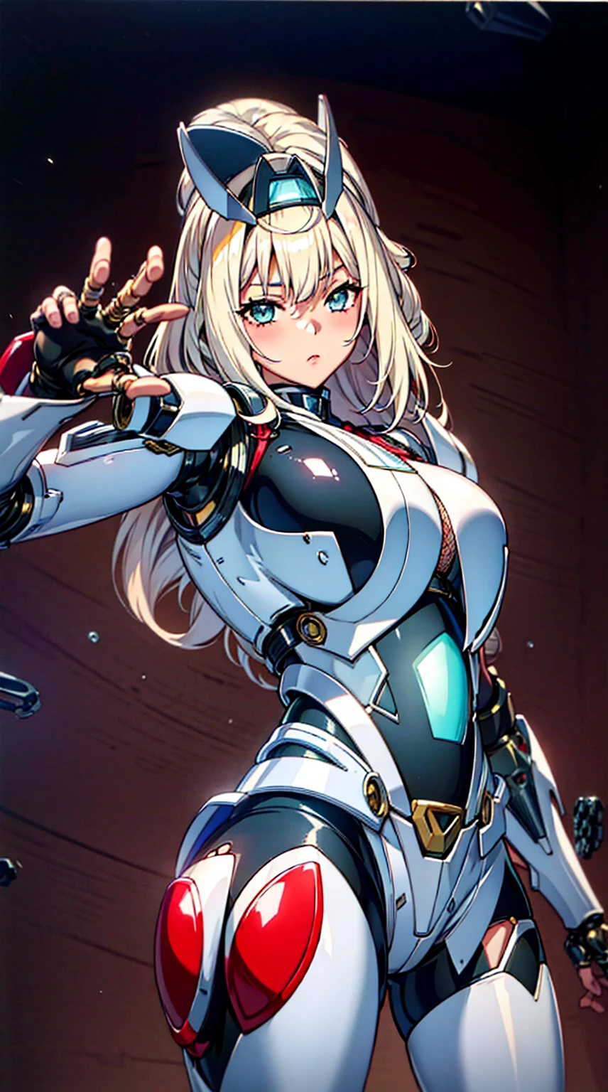 textured skin, Super detailed, Best Quality,  High Resolution , superdetail, high quality,  best quality,  High Resolution ，a female robot，Beautiful Silver Hair Female Robot(Thick mechanical armor), Beautiful Clear Face (Rain Wave_haneame：1.5)，Japanese female ninja， Mechanical Tech Bodysuit ， Mesh Tights ， Black Tech Clothes Style，Ninja Robot Armor ，Show shoulders， Silver Medium Short Hair 