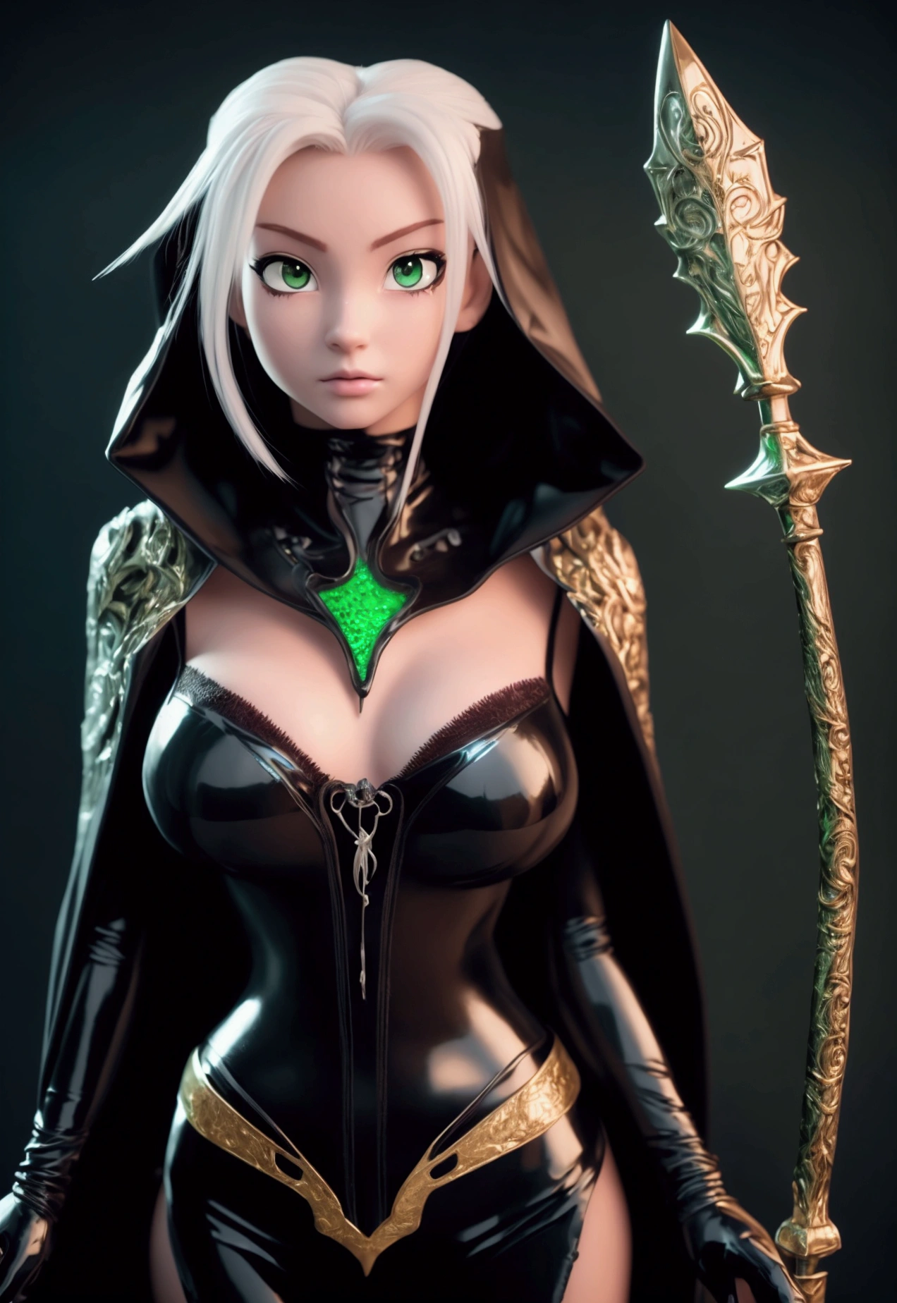 A full-body shot of Princess Zelda, yellow hair, yellow eyes, dressed as a Trudy from the matrix in black+neon green with a black mask and hood with green details, XL bust, holding a flaming Kunai attached to a chain. Background: Cybercity created in the Matrix at night. Unreal Engine 5, Anime, Anime style, Masterpiece, Well drawn eyes, well drawn face, well detailed eyes, well detailed face, 8k, light and shadow effect. --auto --s2