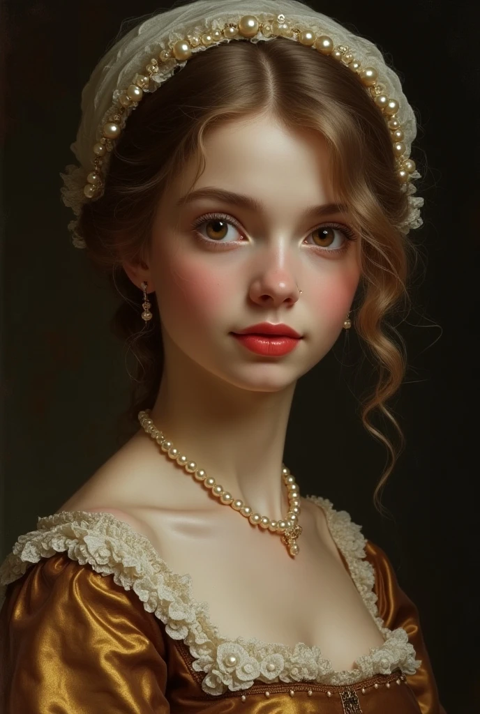 Girl with cup of "Moёt", correct details, 17th century, ((nicolaes maes detailing)), ((best quality)), ((masterpiece)), ((realistic)), (extreme detailing), ((nicolaes maes style))