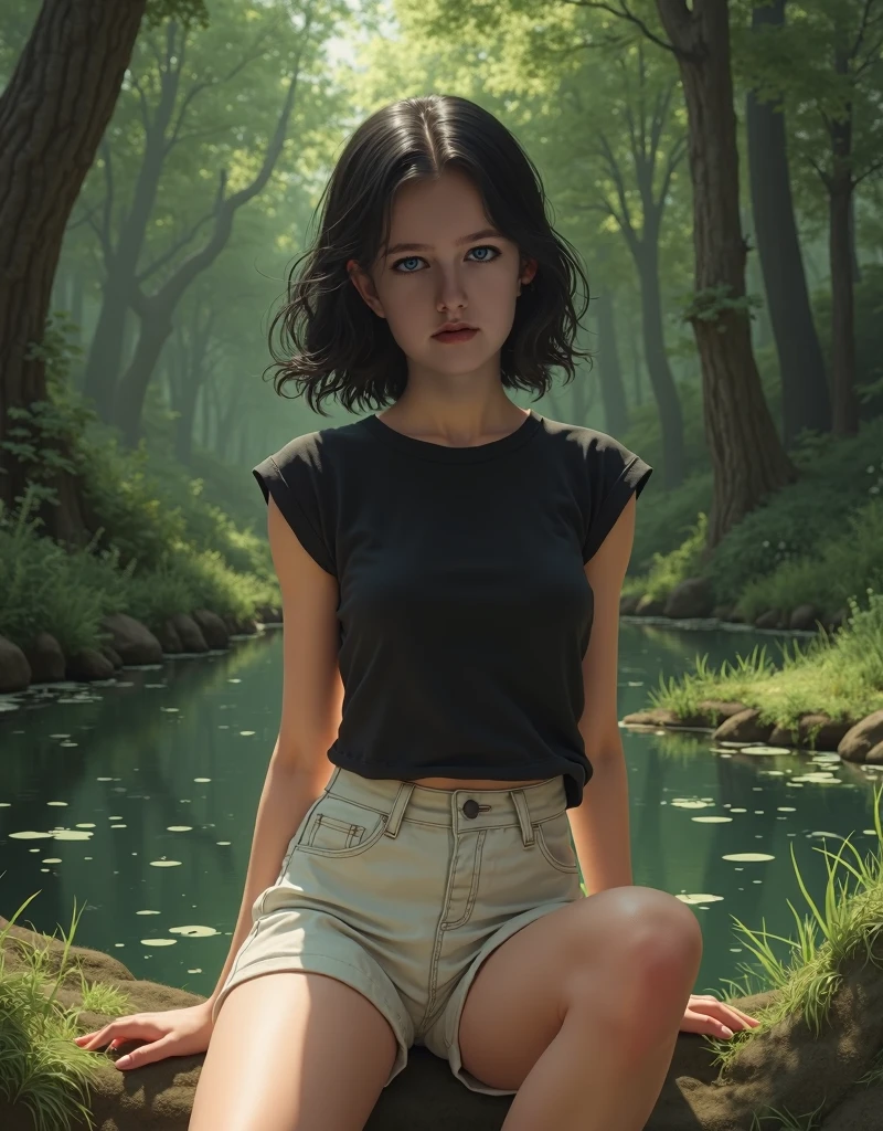 FengMin, black bob cut, blunt bangs, dirty, upper body, close up, laying down on back, ripped clothes, covered nipples, tight clothes, blushing, leaves, looking at viewer, sweat, lips,
FGear, black and teal collared shirt, black and teal shorts, short sleeves
nighttime, forest, horror movie,
(insanely detailed, beautiful detailed face, masterpiece, best quality) cinematic lighting,
<lora:FengMin:0.7> realistic, <lora:exploding_clothes:0.7>