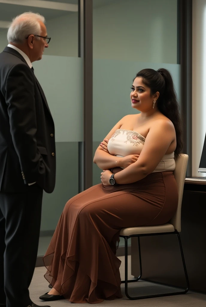 (photorealism:1.2) dark skinnedplus size ebony bbw curvaous woman with a findom persona using man as human atm