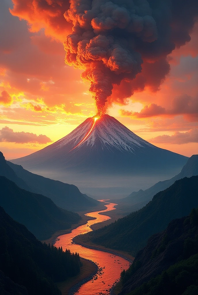 earthquakes,tidal waves,Mt fuji,a volcano erupts,A doomsday scene