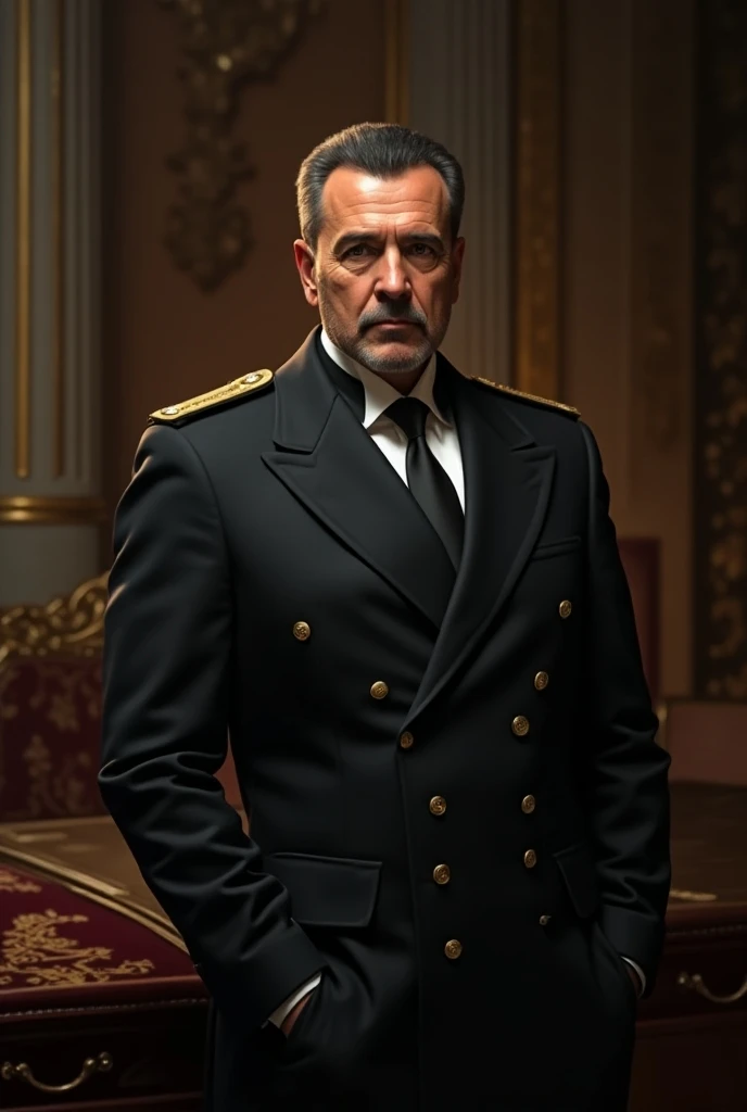 (masterpiece, best quality:1.2), (face focus:1.4), realistic anime character, from front, half body view, old military man, white hair, white mustache, military build, mustard eyes, looking at viewer, mustard military suit, mustard suit, yellow suit, formal, (black background:1.2), light particles, blurry, bloom, shiny hair, waist view, upper half of body view, long sleeves, detail on suit, service medals on suit, old man, mustache, buff, more mature, military pose, white facial hair, more realistic, yellow suit, more mustard suit