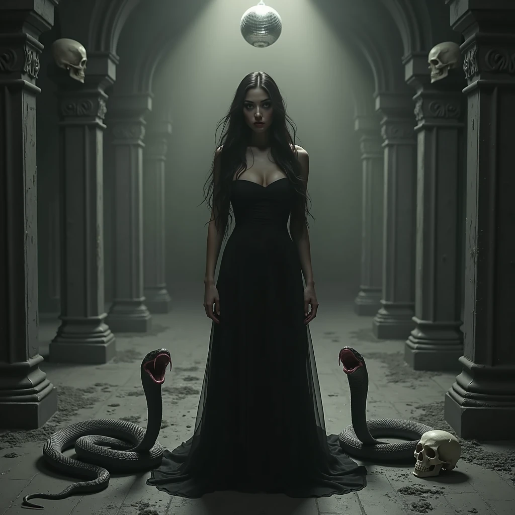 (masterpiece, top quality, best quality, official art, beautiful and aesthetic:1.2), (black and white:1.5), a pale girl with white skin, long hair flowing, black hair, blood dripping from above, demon behind in all black, occult, oil painting:1.5, gloomy, holy, dark backgroound, black background, a dark shadow behind, side view <lora:detail_slider_v4:2>