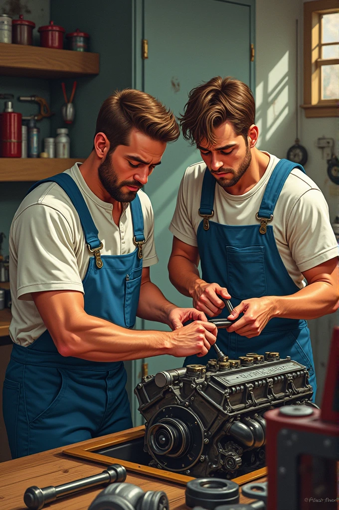 Dark brunette air conditioning technician man working in a navy blue shirt
